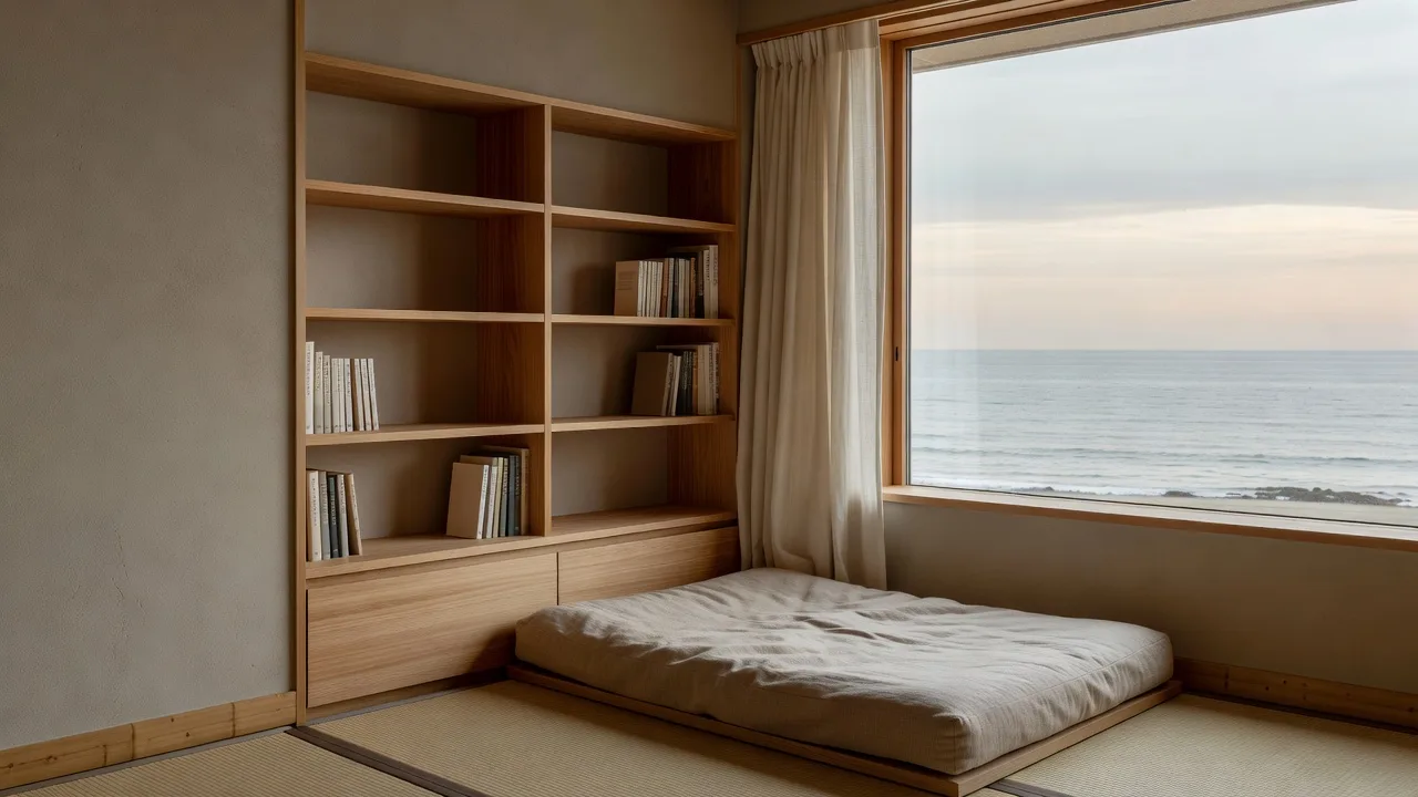 海を眺めながらくつろぐ読書スペース